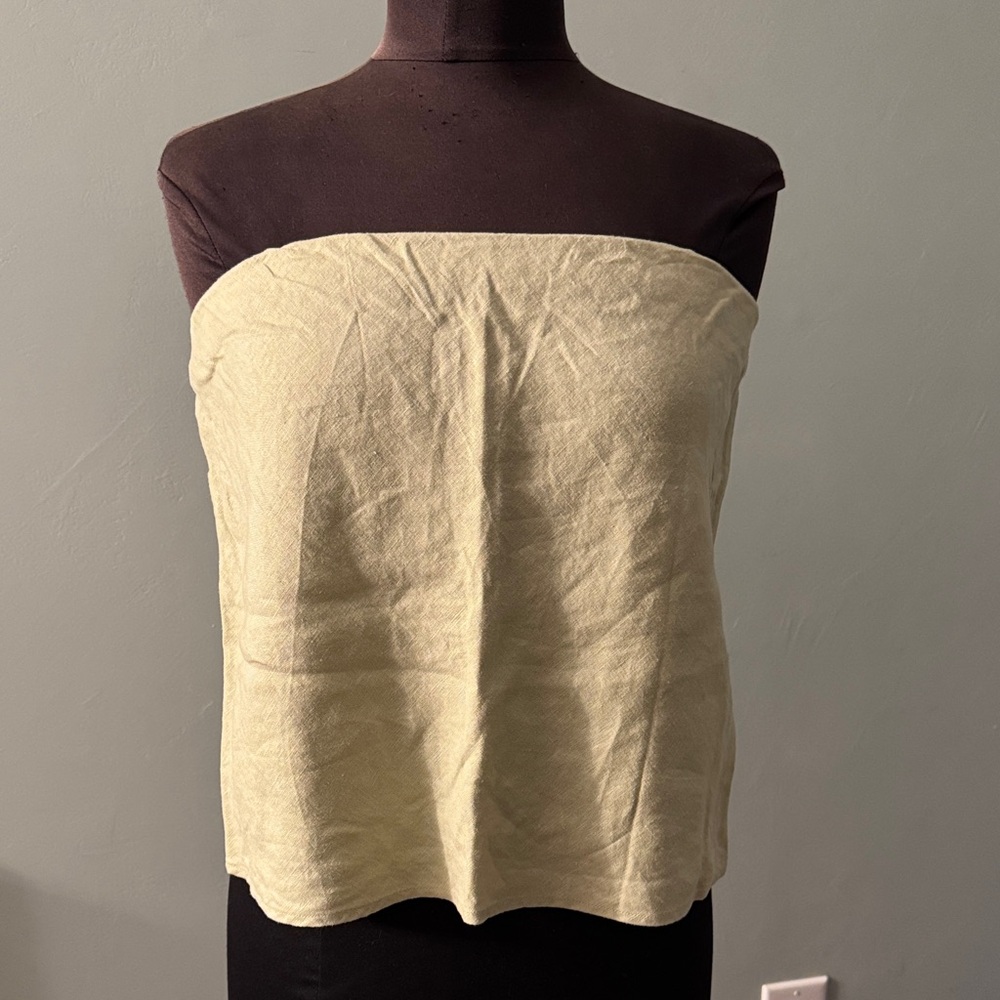 Reformation Strapless Top in Light Sage Green